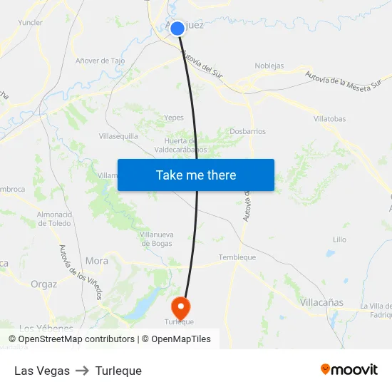 Las Vegas to Turleque map