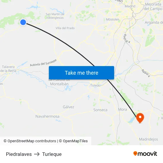 Piedralaves to Turleque map