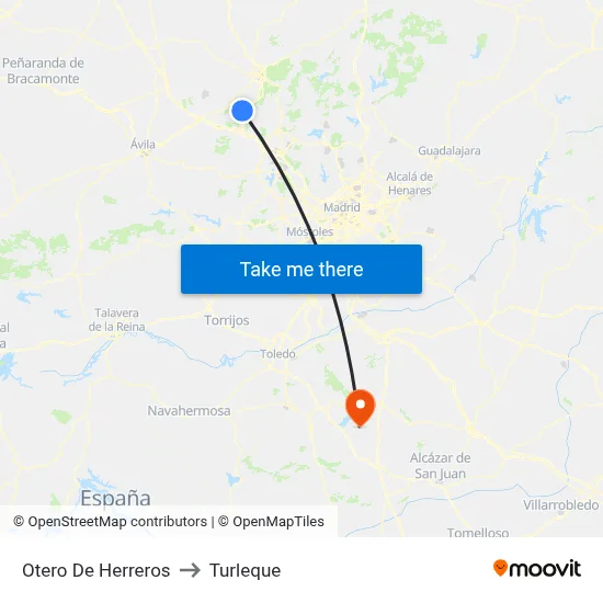 Otero De Herreros to Turleque map