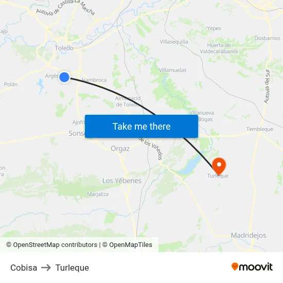 Cobisa to Turleque map