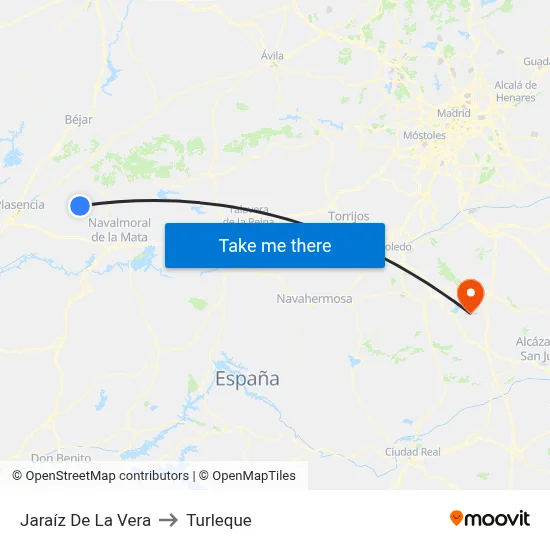 Jaraíz De La Vera to Turleque map
