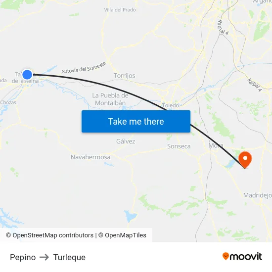 Pepino to Turleque map