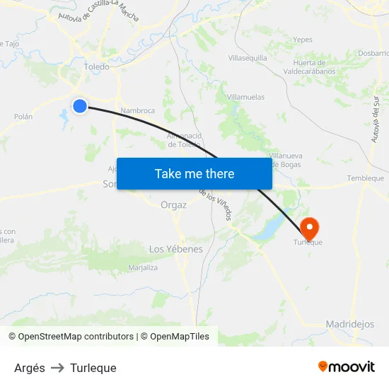 Argés to Turleque map