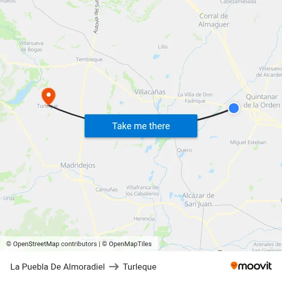 La Puebla De Almoradiel to Turleque map