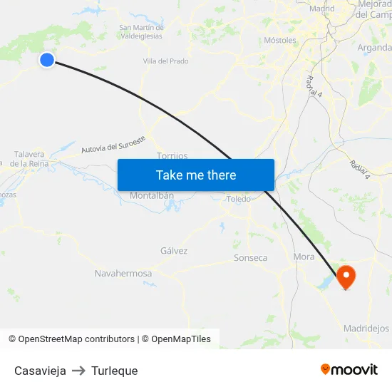 Casavieja to Turleque map