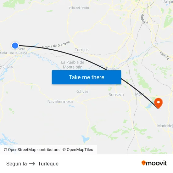 Segurilla to Turleque map