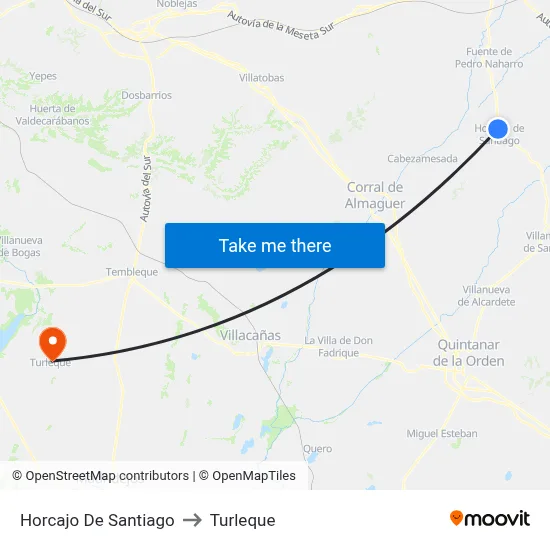 Horcajo De Santiago to Turleque map