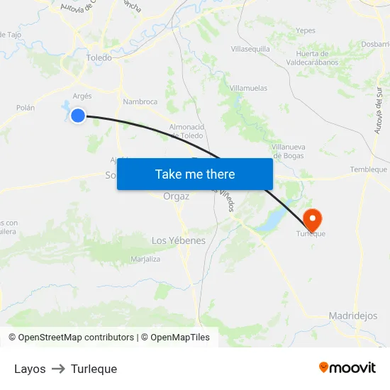 Layos to Turleque map