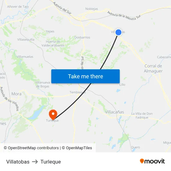 Villatobas to Turleque map