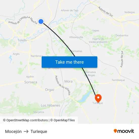Mocejón to Turleque map