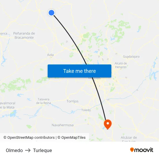 Olmedo to Turleque map