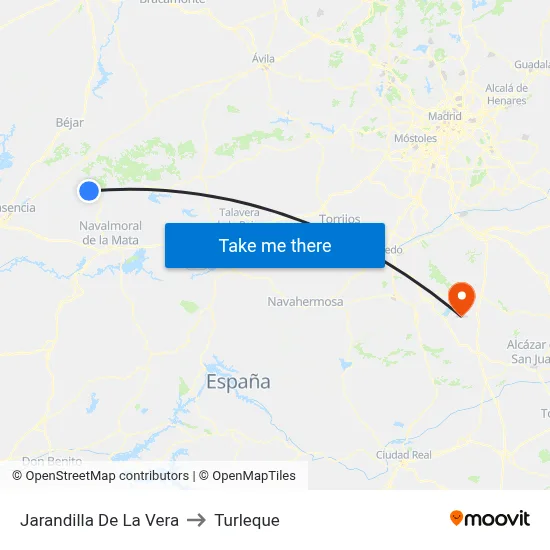 Jarandilla De La Vera to Turleque map