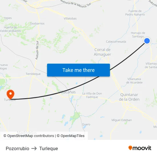 Pozorrubio to Turleque map