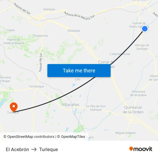 El Acebrón to Turleque map