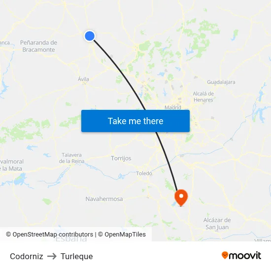 Codorniz to Turleque map