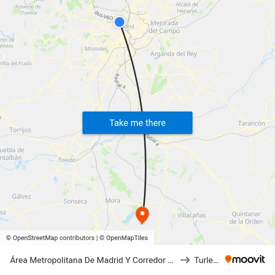 Área Metropolitana De Madrid Y Corredor Del Henares to Turleque map
