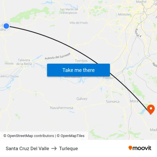 Santa Cruz Del Valle to Turleque map