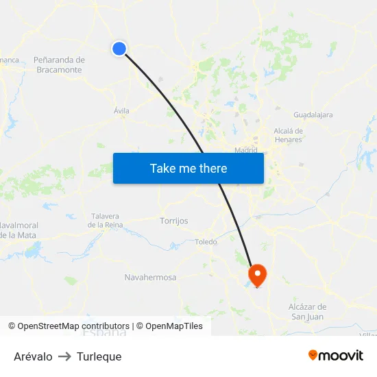Arévalo to Turleque map