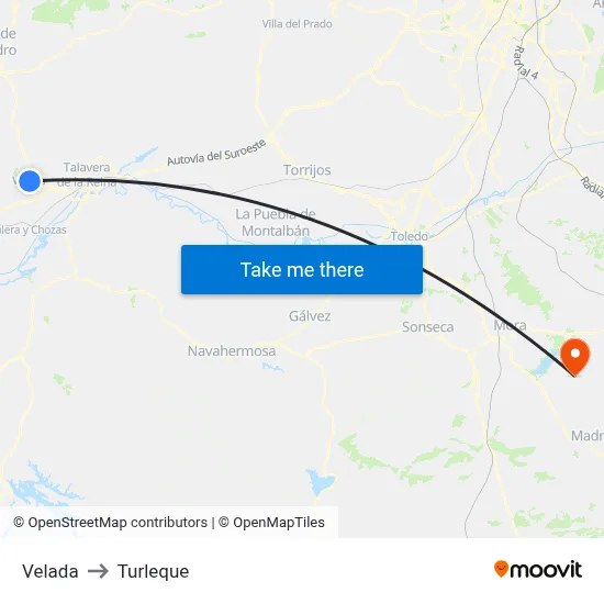 Velada to Turleque map