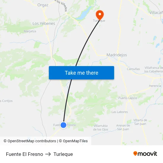 Fuente El Fresno to Turleque map