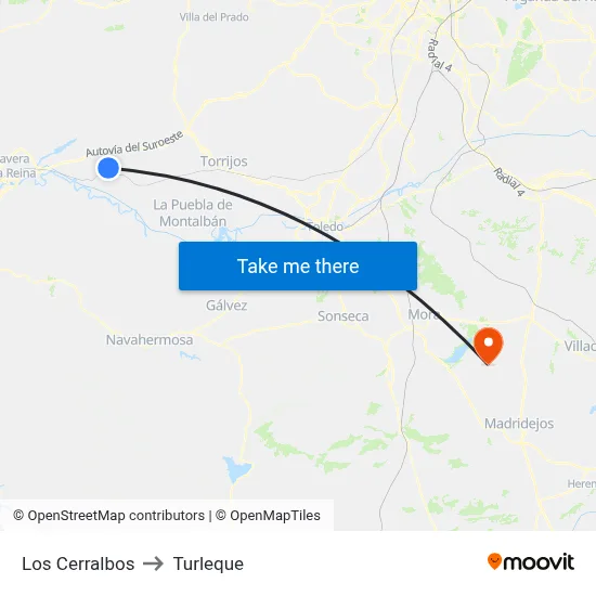 Los Cerralbos to Turleque map