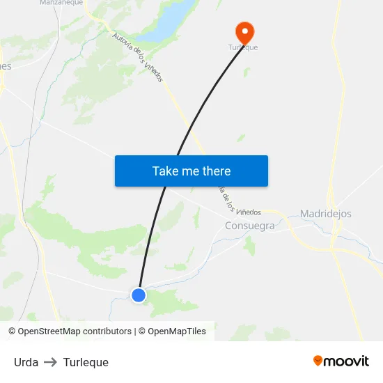Urda to Turleque map