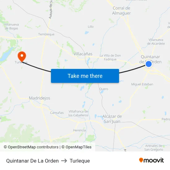 Quintanar De La Orden to Turleque map
