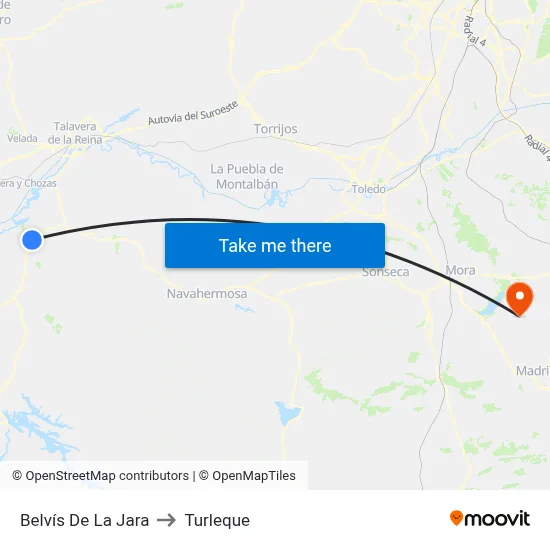 Belvís De La Jara to Turleque map