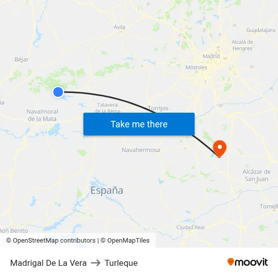 Madrigal De La Vera to Turleque map