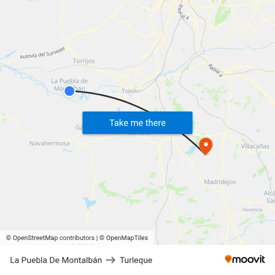 La Puebla De Montalbán to Turleque map