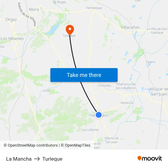 La Mancha to Turleque map
