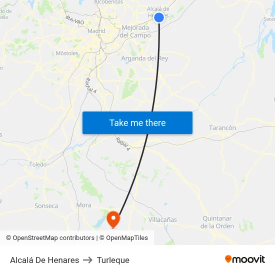Alcalá De Henares to Turleque map
