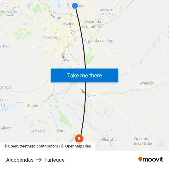 Alcobendas to Turleque map