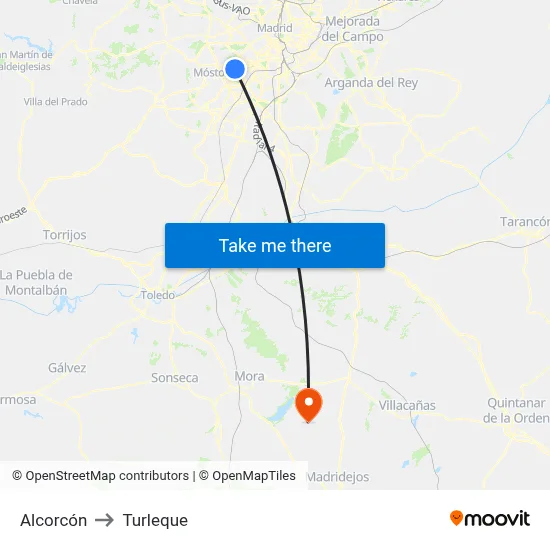 Alcorcón to Turleque map