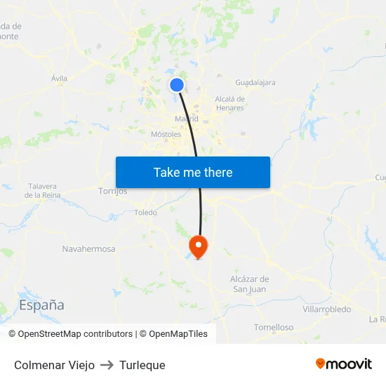 Colmenar Viejo to Turleque map