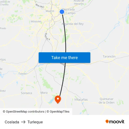 Coslada to Turleque map