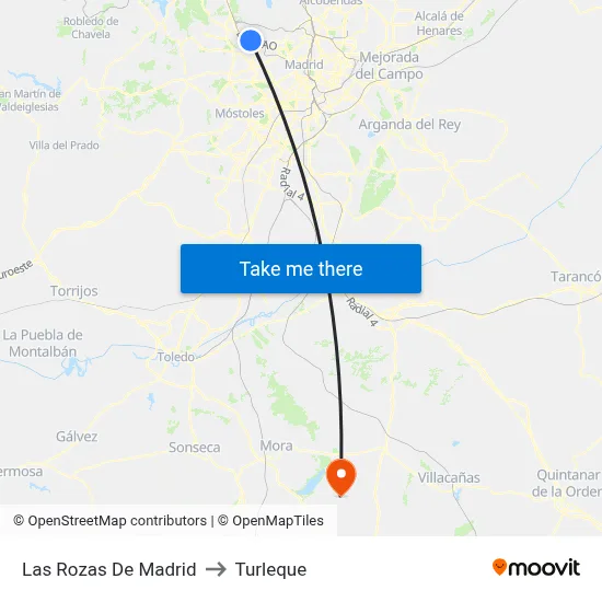 Las Rozas De Madrid to Turleque map