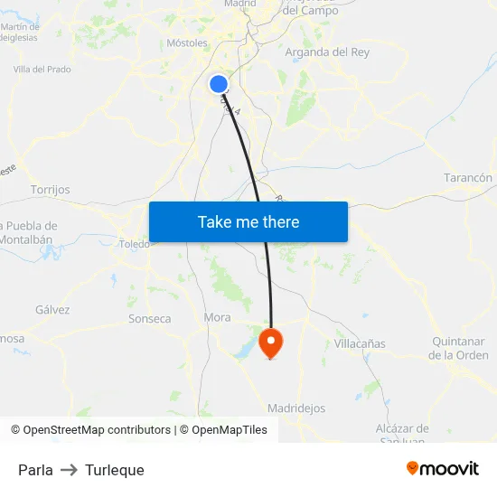 Parla to Turleque map
