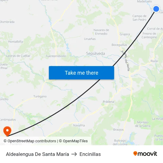 Aldealengua De Santa María to Encinillas map