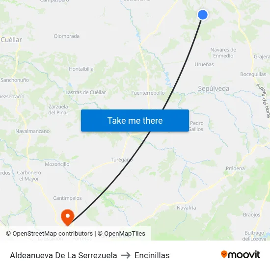 Aldeanueva De La Serrezuela to Encinillas map