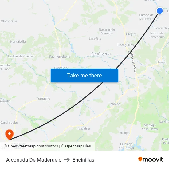 Alconada De Maderuelo to Encinillas map