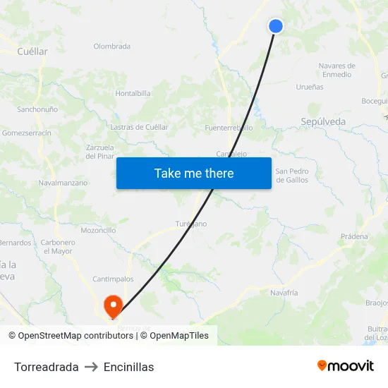 Torreadrada to Encinillas map
