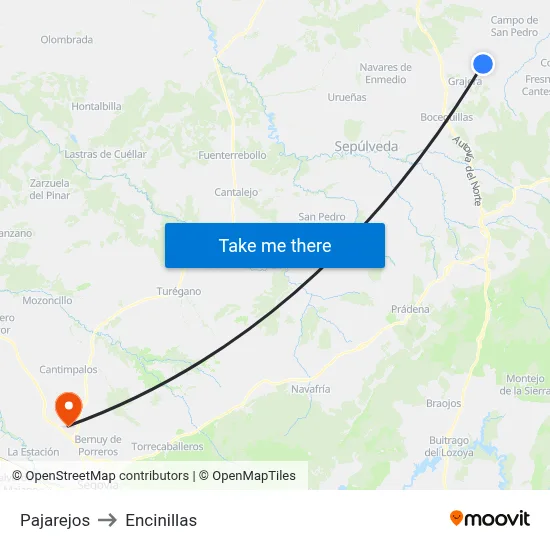 Pajarejos to Encinillas map