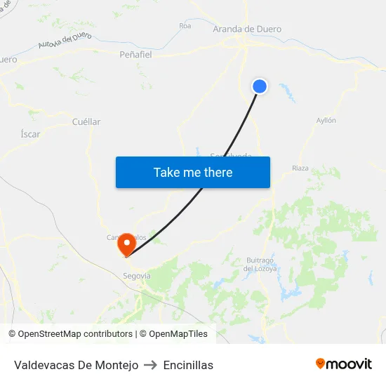 Valdevacas De Montejo to Encinillas map