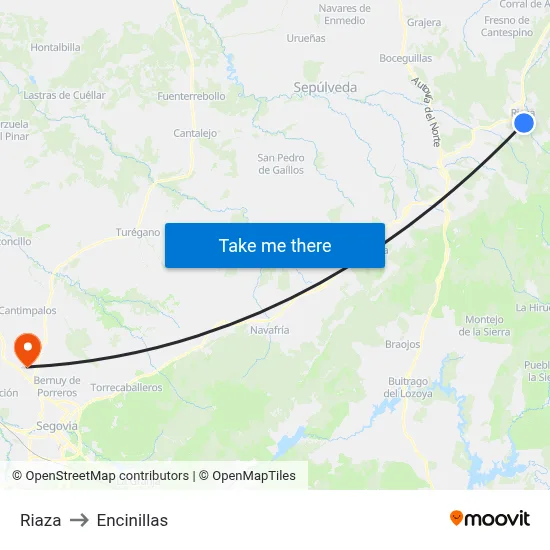Riaza to Encinillas map