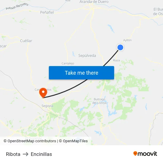 Ribota to Encinillas map