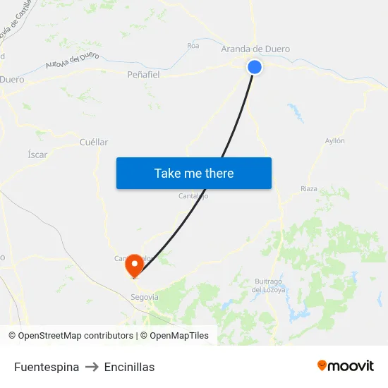 Fuentespina to Encinillas map