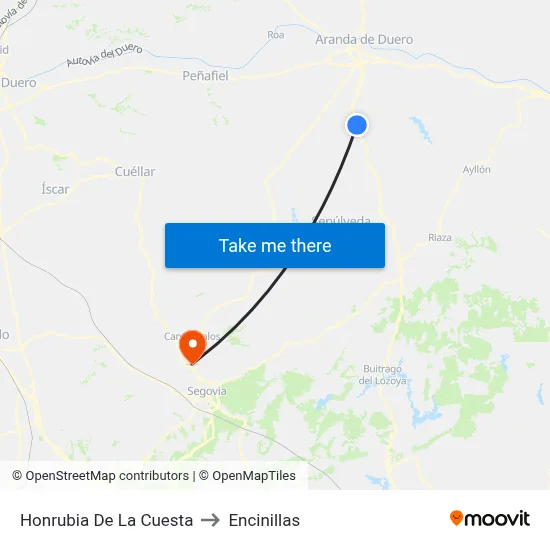 Honrubia De La Cuesta to Encinillas map