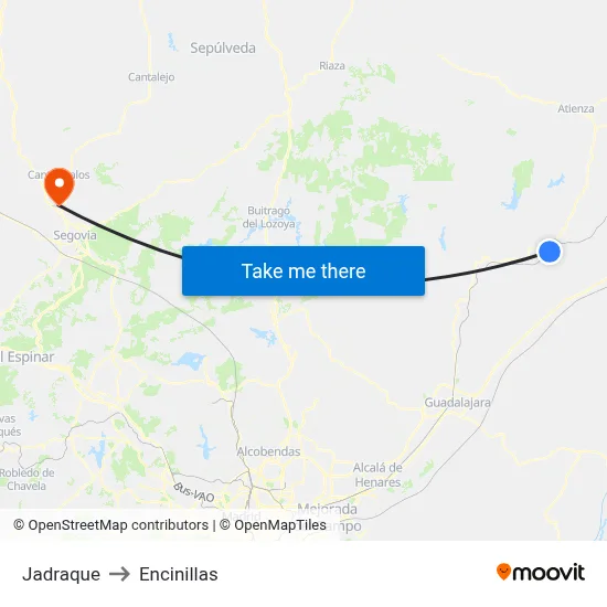 Jadraque to Encinillas map