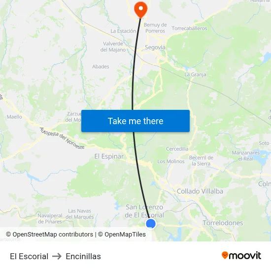 El Escorial to Encinillas map